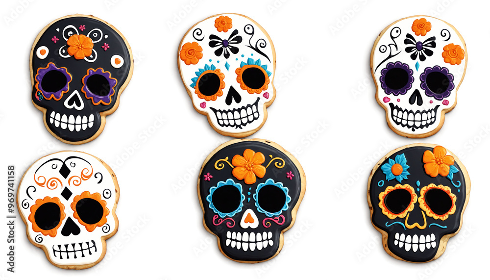 Sugar Skull Day of the Dead Cookies on a transparent background Sugar Skull Day of the Dead Cookies on a transparent background