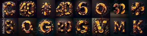 Chocolate with citrus Lettering Typeface. AI generated illustration