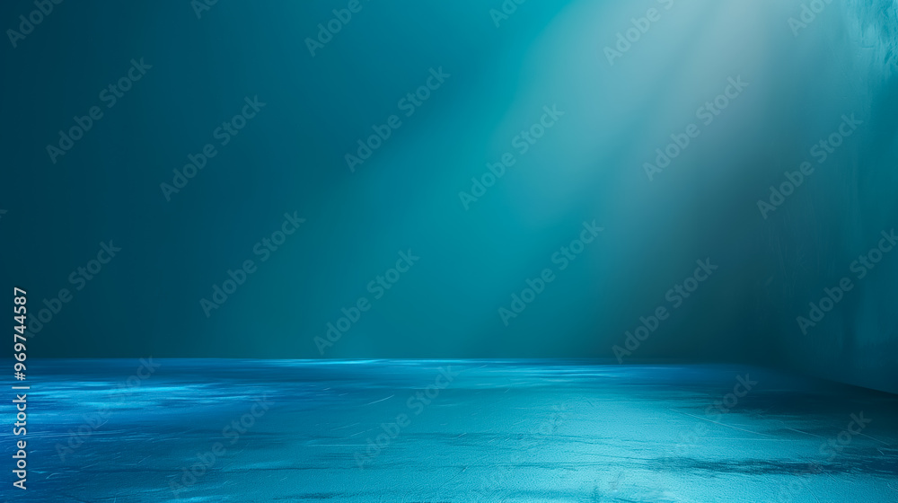 Obraz premium dark blue and cyan gradient studio background