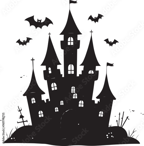 Vector black and white Halloween elements