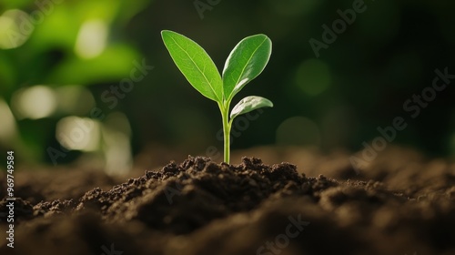 Tiny Green Sprout Emerging From Soil New Growth Nature Spring