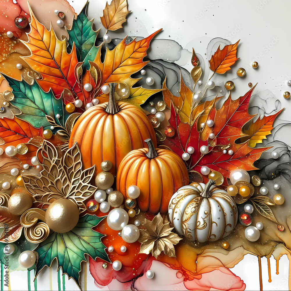 autumn leaves and pumpkins autumn leaves and pumpkins