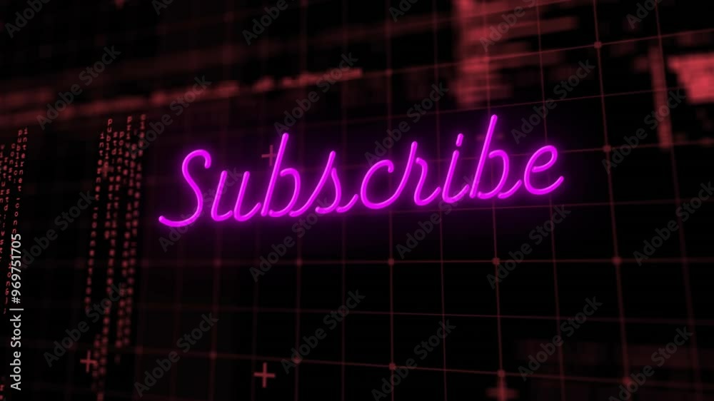 Animation of subscribe text over data processing Animation of subscribe text over data processing