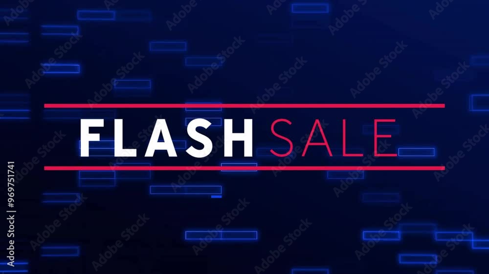 Animation of flash sale text over blue light trails pattern background Animation of flash sale text over blue light trails pattern background