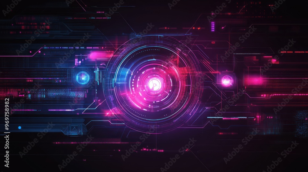Fototapeta premium Technology digital style HUD interface cyberpunk holographic display panel interface Background wallpaper AI generated image