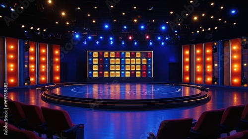 Podium stage for television studio modern theater shows concept background wallpaper AI generated image photo