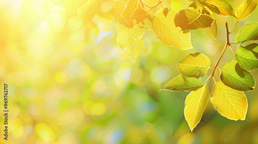 Obraz premium Abstract autumn nature background featuring yellow leaves.