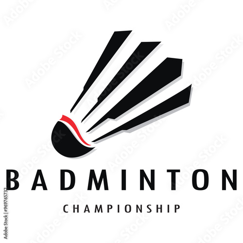 Modern Badminton logo design with Dynamic Shuttlecock and Racket, for championship, sport, sports shop, badminton school, business, company, tournament