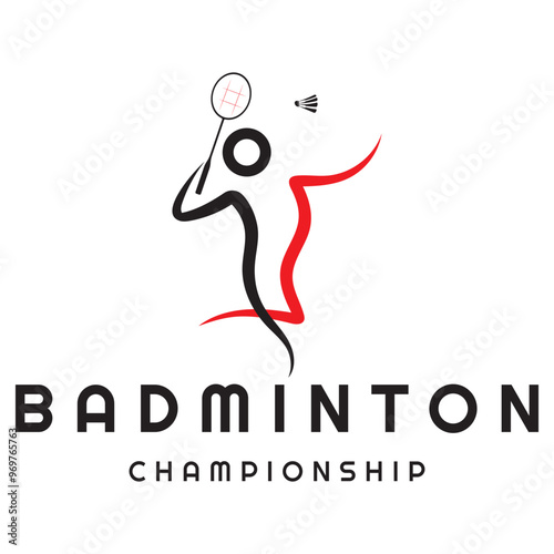 Modern Badminton logo design with Dynamic Shuttlecock and Racket, for championship, sport, sports shop, badminton school, business, company, tournament