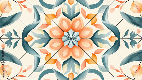 Peranakan Tile Pattern - pattern, floral, abstract, symmetry, decorative, design, art, geometric, flower, colorful, vibrant, kaleidoscope, ornamental, elegant, illustration