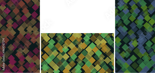 Modern geometric pattern with green and purple hues, perfect for dynamic and stylish backgrounds in design projects.