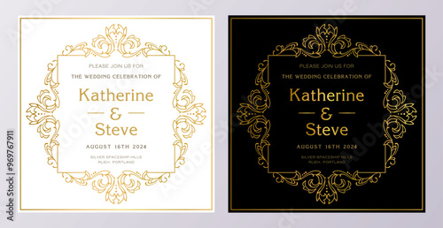 Frame for invitation in modern vintage style. Frame template for cards, posters, banners