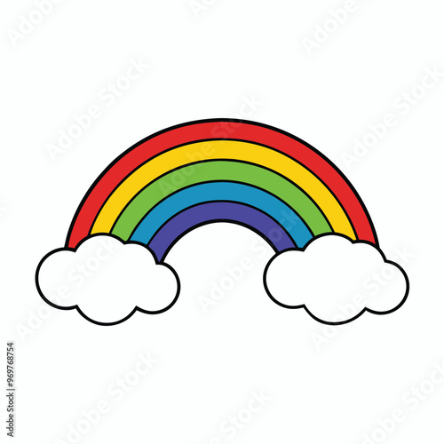 Colorful Rainbow and Clouds Illustration - Playful Design for Children's Content and Branding. photo