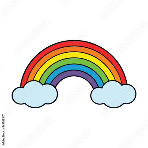 Colorful Rainbow and Clouds Illustration - Playful Design for Children's Content and Branding. photo