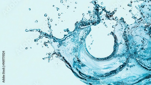 Water splash curving into an S-shape, caught in mid-air, Water splash, elegance, fluid movement photo