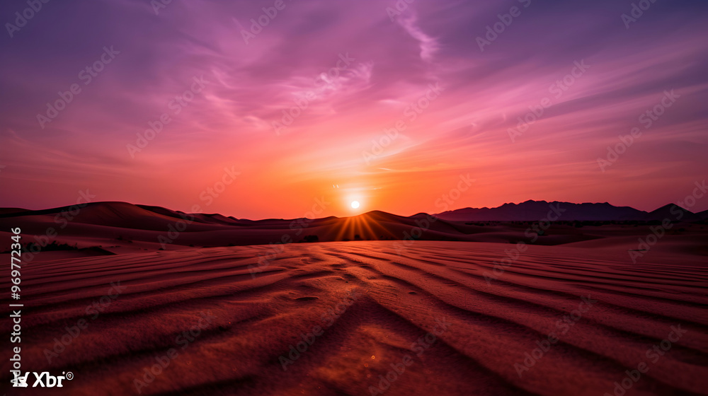 Obraz premium The Sun Setting Over The Sand Dunes