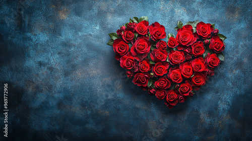heart shape made from vibrant red roses, symbolizing love and passion. This stunning Valentine’s Day decor evokes feelings of romance, affection, and timeless emotional connection