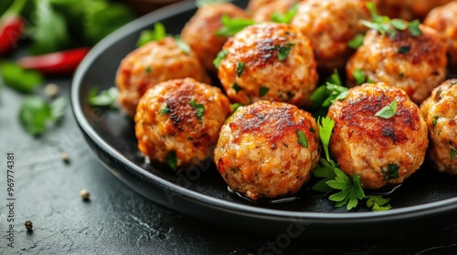 delicious plant-based meatballs garnished with herbs, a perfect choice for a meat-free meal explore the alternative meat theme