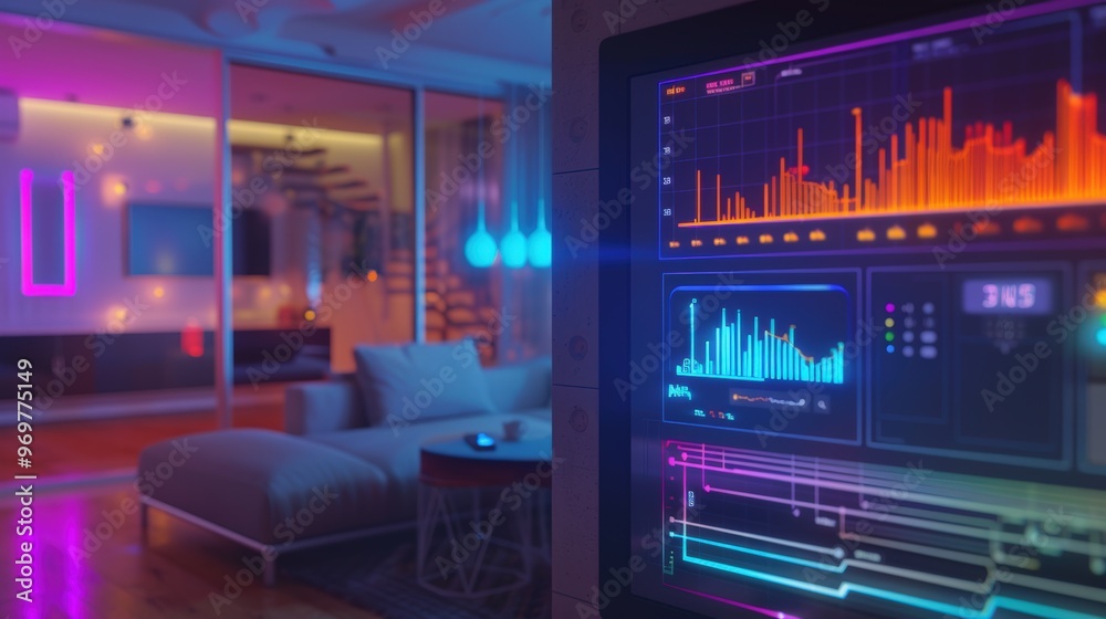 High Tech Home Automation System Monitoring Underfloor Heating with Energy Efficiency Interface High Tech Home Automation System Monitoring Underfloor Heating with Energy Efficiency Interface
