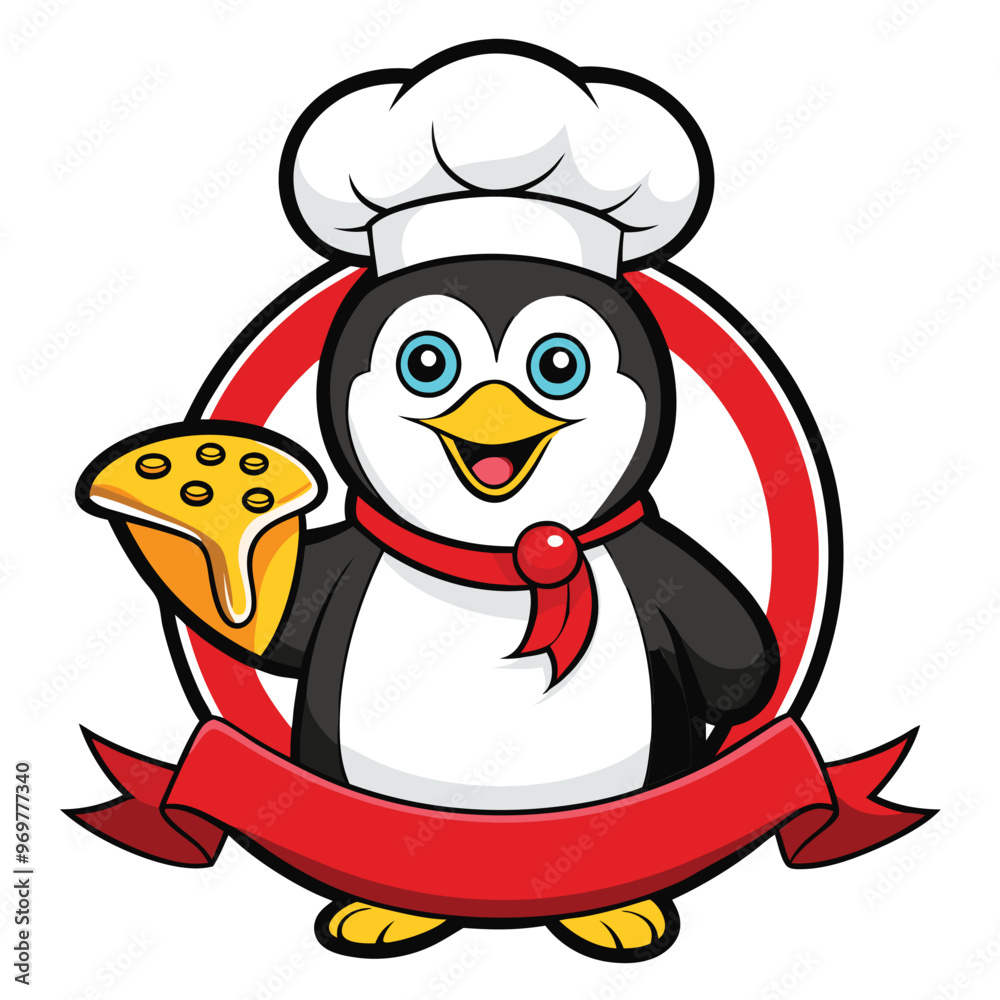 Fototapeta premium Penguin chef with a chef hat-Cartoon character design
