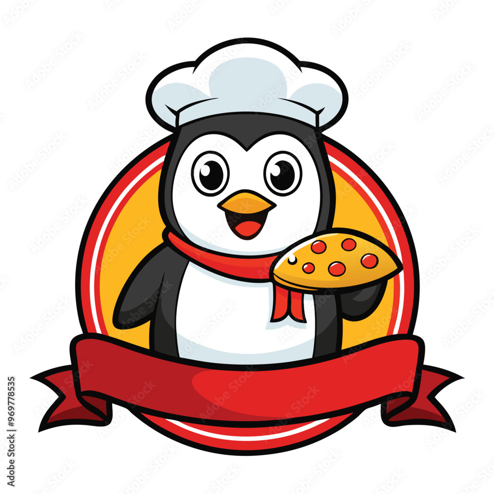 Penguin chef with a chef hat-Cartoon character design Penguin chef with a chef hat-Cartoon character design