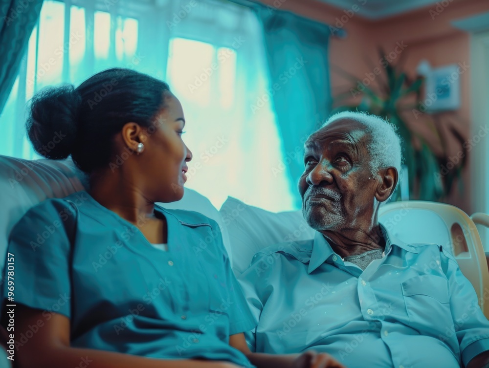 Elderly couple sharing a quiet moment in their home Elderly couple sharing a quiet moment in their home