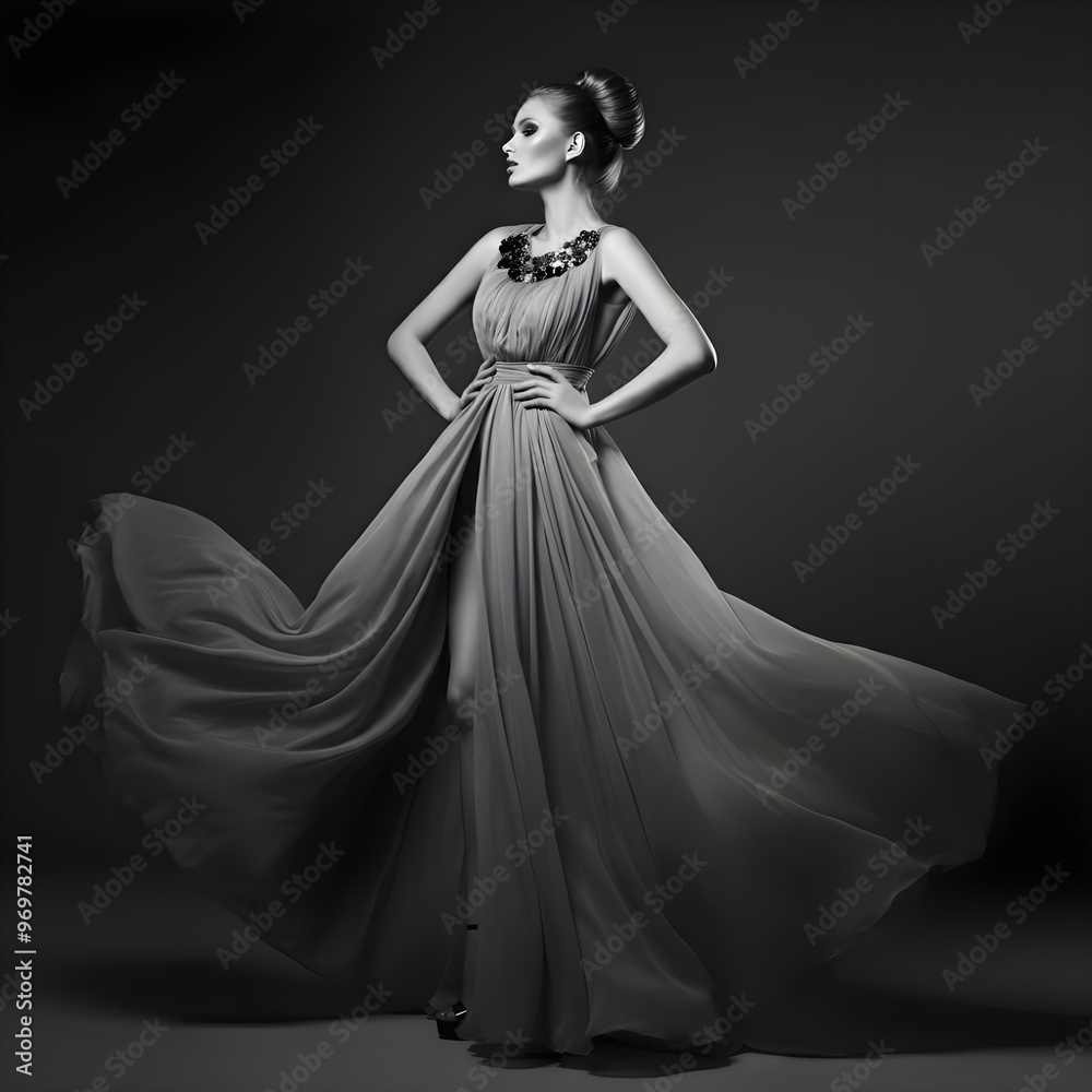 Fototapeta premium Fashion portrait of young elegant woman full body