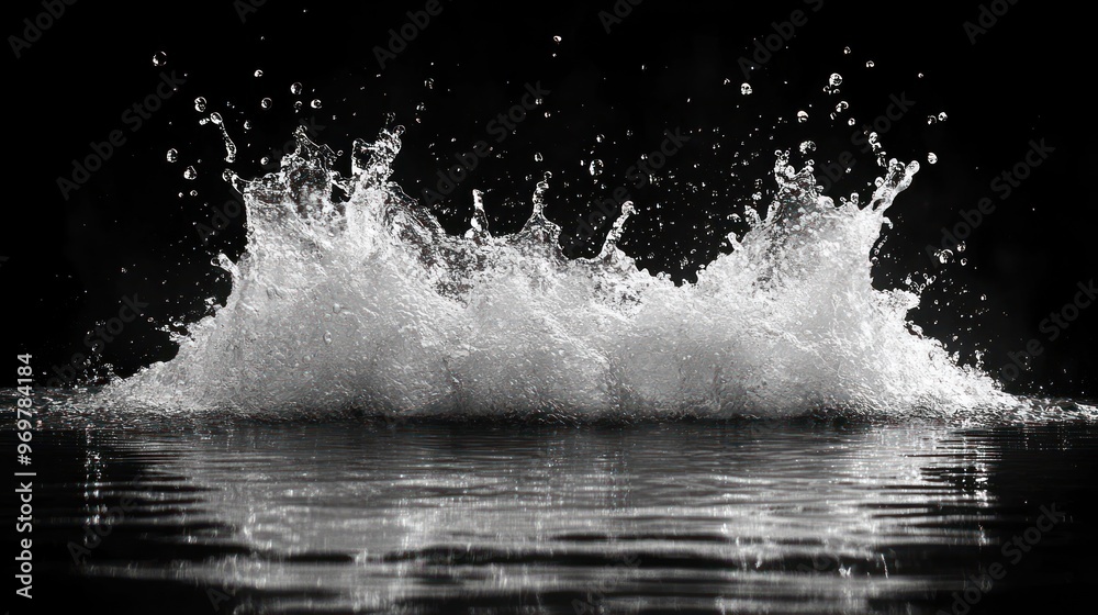 Fototapeta premium Water Splash with Reflection on Black Background