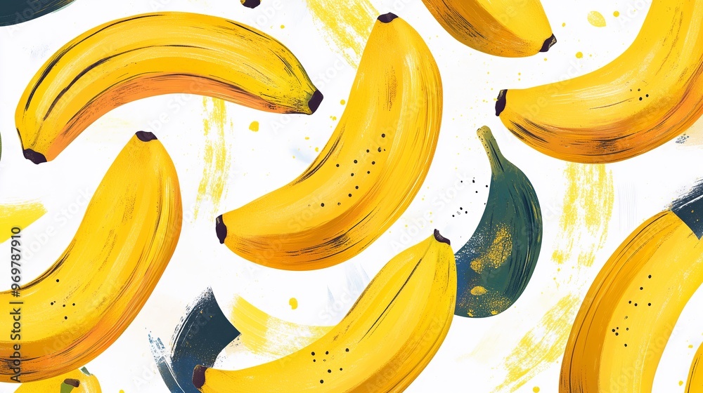flat style illustration of juicy bananas on a bright white background. The illustration captures the vivid color and texture of the bananas with clean lines and detailed flat style illustration of juicy bananas on a bright white background. The illustration captures the vivid color and texture of the bananas with clean lines and detailed