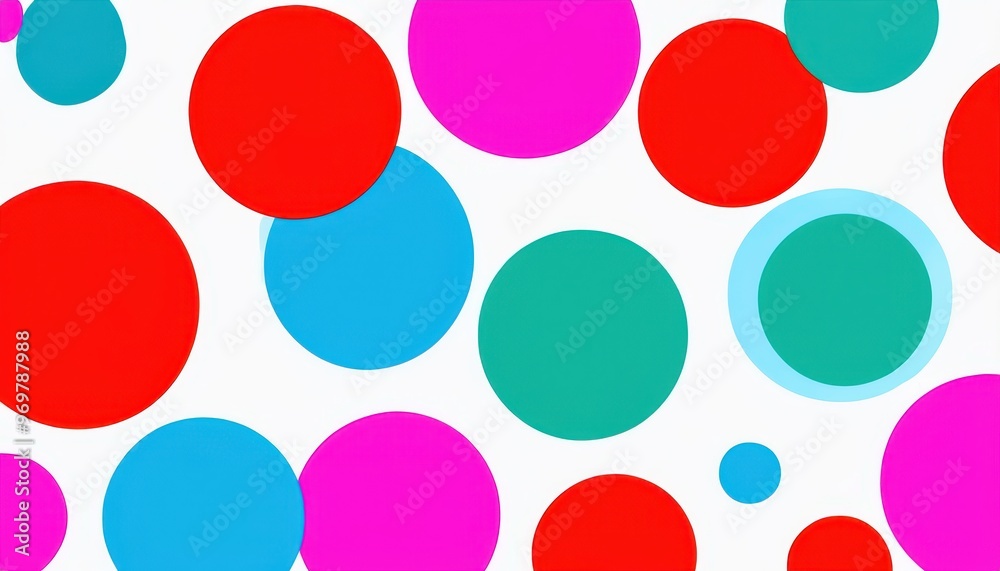 A vibrant composition of colorful circles on a white background, creating a playful visual effect.