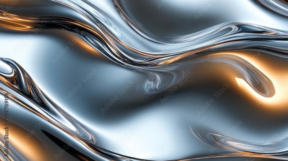 Obraz premium Abstract silver and gold liquid wave background.