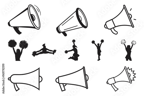 Cheerleader silhouette, Cheer Pom Pom Svg, Cheer Girls Silhouette Bundle, Cheerleader silhouettes, Cheerleader girl vector, cheer, pompom, vector, icon, football, silhouette, isolated, homecoming, ill
