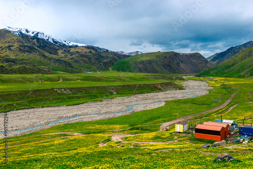 A picturesque landscape with a mountain river in the Emanuel Valley. Caucasus