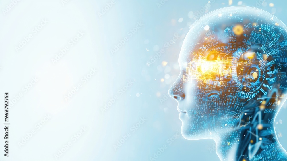 Mechanical gears turning inside a robotic head while it processes realtime stock data, precision, AIdriven decisionmaking in financial trading Mechanical gears turning inside a robotic head while it processes realtime stock data, precision, AIdriven decisionmaking in financial trading