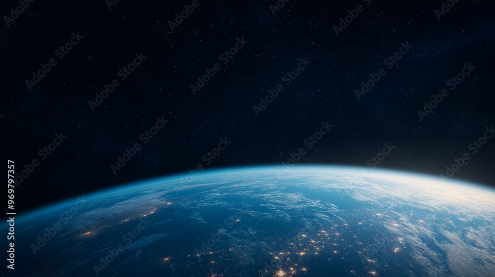 Obraz premium A Breathtaking View Of Earth From Space, Planet's Curvature, Vibrant Blues Of The Oceans, White Swirls Of Clouds, Patches Of Green And Brown Landmasses