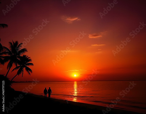 couple on the beach at sunset