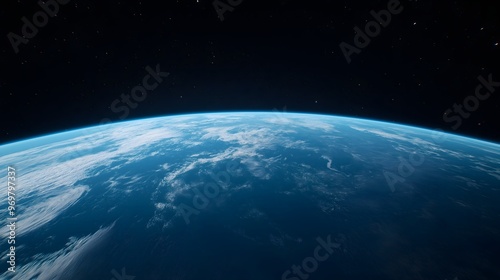 A Breathtaking View Of Earth From Space, Planet's Curvature, Vibrant Blues Of The Oceans, White Swirls Of Clouds, Patches Of Green And Brown Landmasses