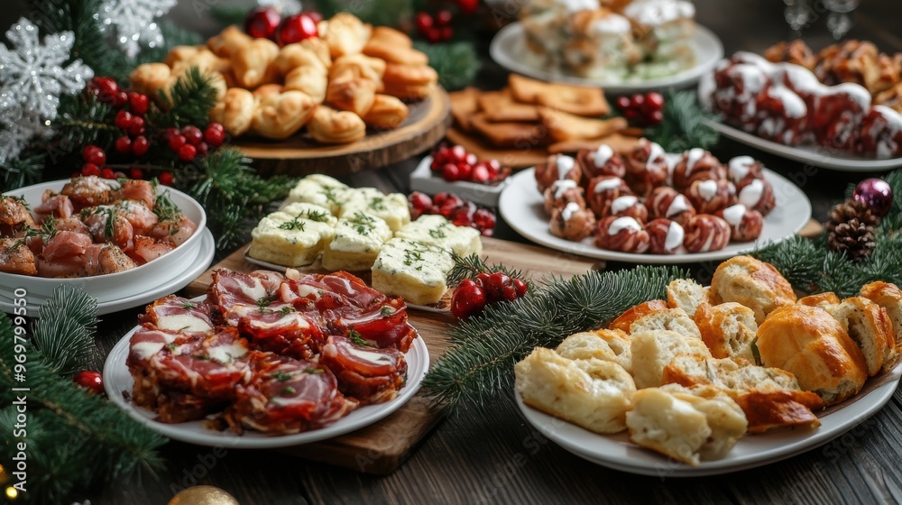 holiday appetizer spread, a charming christmas appetizer spread on a festive table, ideal for your holiday get-togethers, awaits you holiday appetizer spread, a charming christmas appetizer spread on a festive table, ideal for your holiday get-togethers, awaits you
