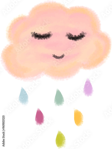 Cute clouds and rain watercolour illustration clipart vector design nursery room decor