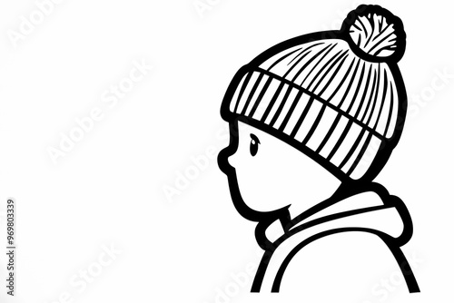 Wallpaper Mural Cozy winter hat coloring page for adults, detailed and stylish design.   Torontodigital.ca