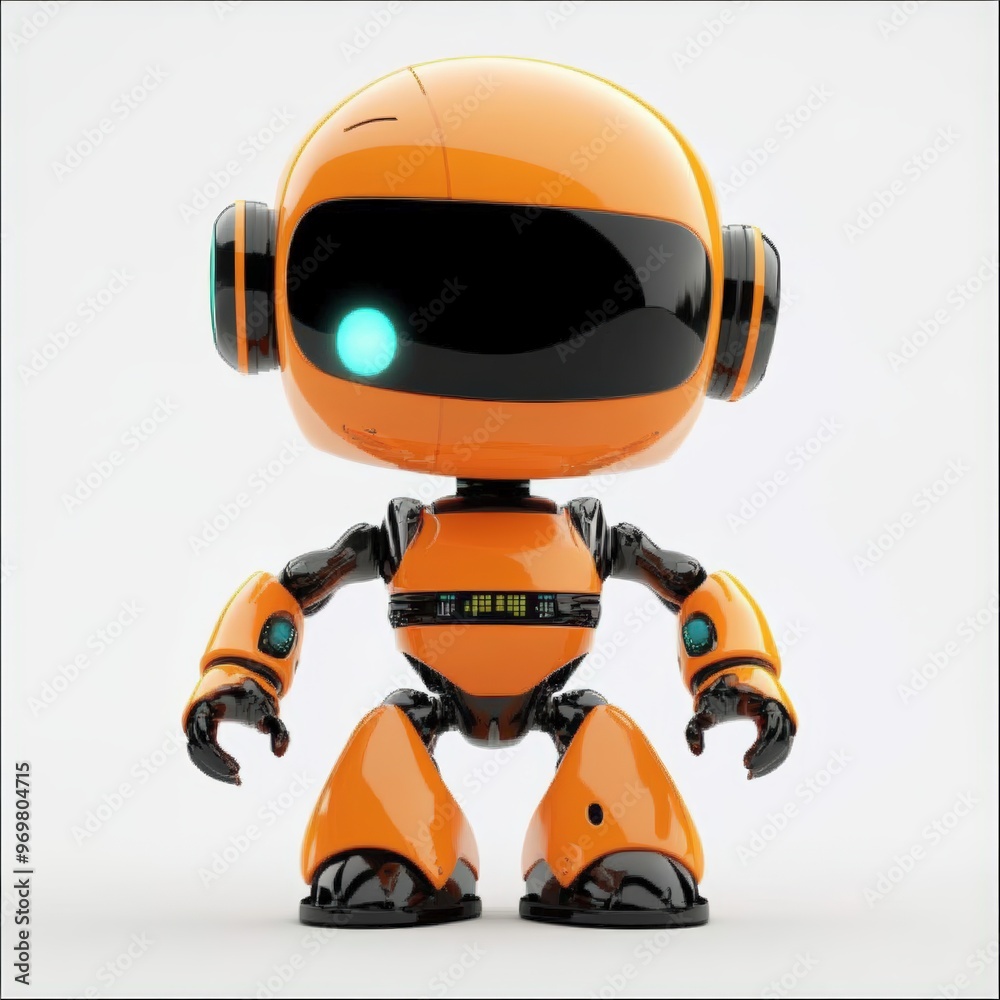 Colored cute and funny 3d robot modern style isolated on white background. Cartoon style character.
Colored cute and funny 3d robot modern style isolated on white background. Cartoon style character.