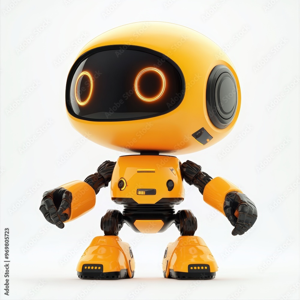 Colored cute and funny 3d robot modern style isolated on white background. Cartoon style character.
Colored cute and funny 3d robot modern style isolated on white background. Cartoon style character.