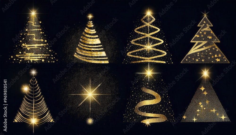 Obraz premium Golden Christmas design element. Generated image