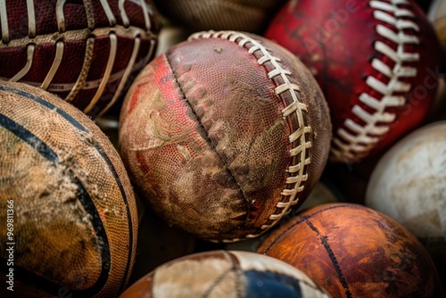 A Rusty, Worn-Out Baseball with a Stitched Seam. Beautiful simple AI generated image photo