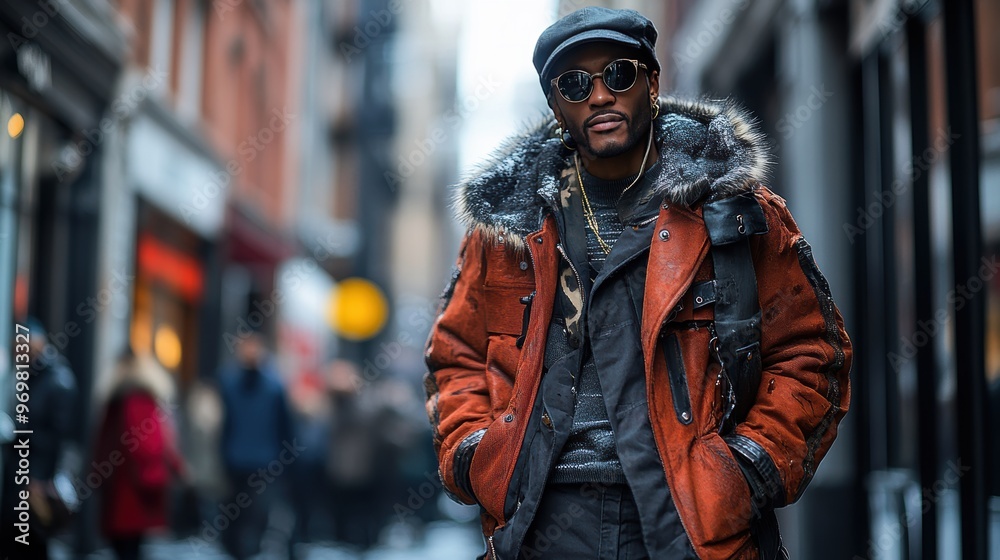 Fototapeta premium Dynamic street style shots of individuals in trendy urban outfits