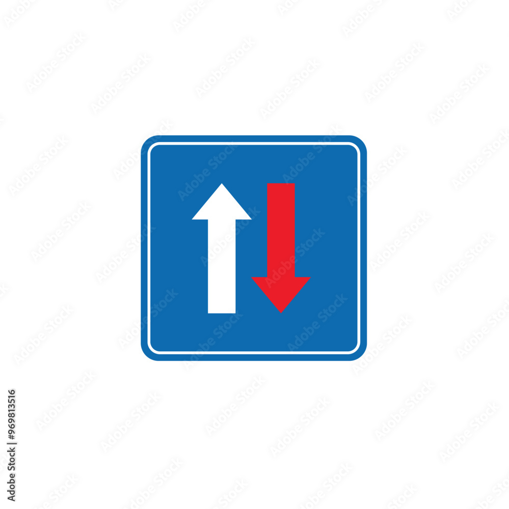 road sign icon, Give way to Oncoming traffic on blue checkered board. suitable for poster use and web icon road sign icon, Give way to Oncoming traffic on blue checkered board. suitable for poster use and web icon