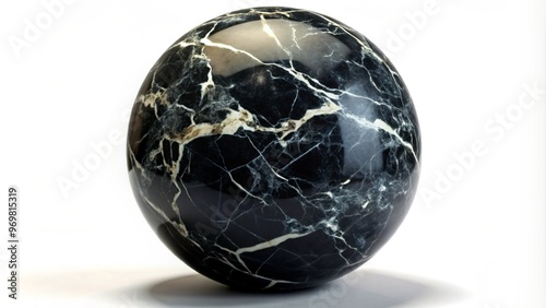 Polished marble sphere with striking veins for luxury design and decor concept