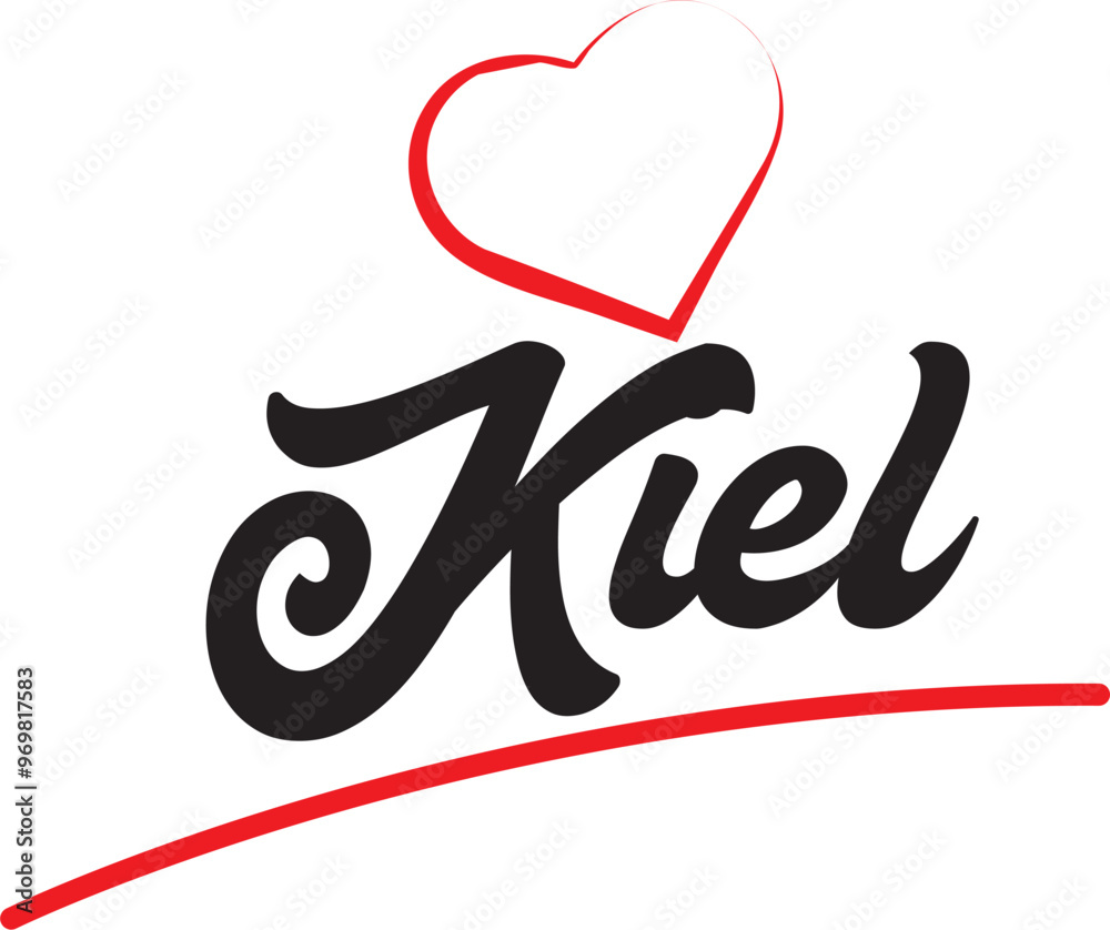 Kiel city text design with red heart typographic icon design suitable for touristic promotion Kiel city text design with red heart typographic icon design suitable for touristic promotion