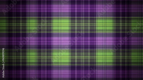 Colorful plaid pattern design in vibrant purple and green tones