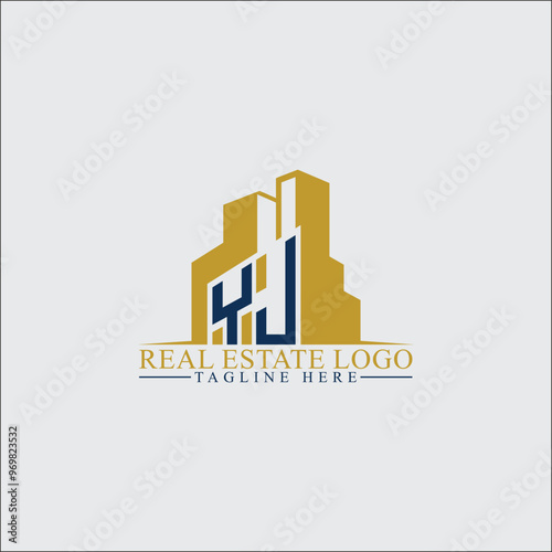 Modern YJ Real Estate Logo Design with Building Silhouettes